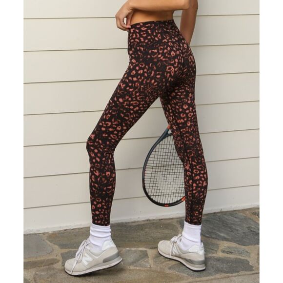 Varley Luna Legging Women's S Red Black Leopard Animal Print High Rise 7/8 - Picture 3 of 6